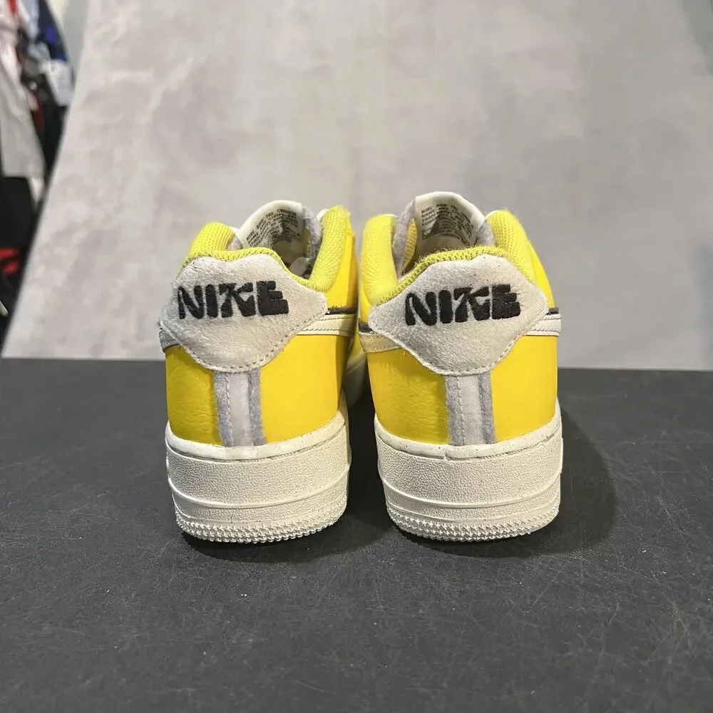 Nike Air Force 1 Low LV8 82 Shoes Youth 6 White Yellow DQ0359-700 Swoosh Leather